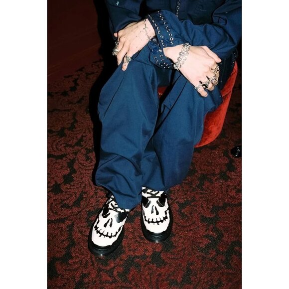 Supreme FW25 Dr Martens 1461 3-Eye Shoes Skull Black & White Size: 10 NIB - Picture 8 of 10